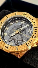 Invicta Air Force Men’s Quartz 50mm Gold Case Black Dial Strap 100m w/Box