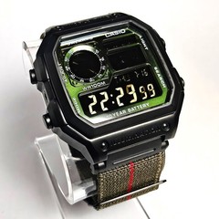 Casio AE-1200WHD-1AV (SKX CUSTOM BLACK MOD, SAPPHIRE GLASS, GREEN BACKLIGHT)