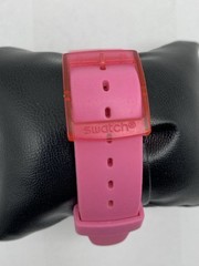 Swatch Pink Translucent Day-Date Analog Quartz Watch 40.8mm Case 9.5″ Band