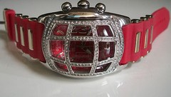 MEN’S STONE RED, SILVER & GOLD FINISH SILICONE BAND FASHION HIP HOP WATCH