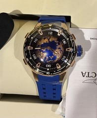 Invicta Celestial Elarion Men’s Automatic Watch Globe Dial Blue Silicone Strap