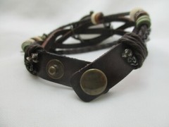 Viser Analog Wristwatch Brown Boho Multi-Stranded Band Bronze Tone Beaded
