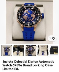 Invicta Celestial Elarion Men’s Automatic Watch Globe Dial Blue Silicone Strap