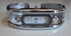 Women’s Silver & Hematite Black Finish Casual Wear Fashion Wrist Bangle Watch