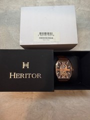Heritor HERSH 3504 Rose Gold Brown Lether Band Watch Mens