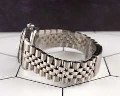 Rolex 36mm Datejust Steel Engine-Turned Red Dial Watch