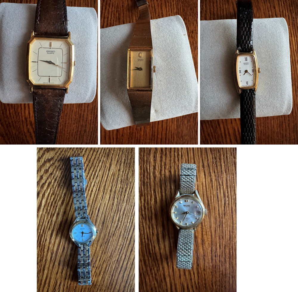 Lot of 5 Seiko Women’s Watches Very Good condition, needs batteries