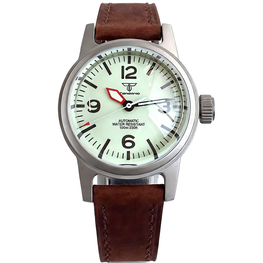 Tandorio 20ATM 36mm Mens Vintage Pilot Auto Watch For Miyota 8215 Sapphire Glass