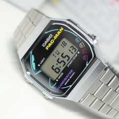 Casio A168WEPC-7A PAC-MAN Collaboration Digital Stainless Steel Fashion Watch
