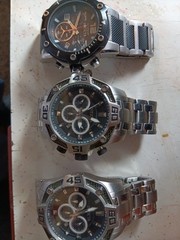 Lot Of 3 Pre-Owned Mens Stainless Steel Invicta Watches (Need Batteries)