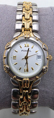Vintage (01/03) Fossil F2 ES-8871 Two-Tone Ladies Watch New Battery