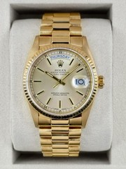 1986 Rolex Day-Date 36mm 18238 Presidential Yellow Gold Silver Dial