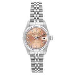 Rolex Datejust Ladies’ SS & 18kt WG Jubilee Bracelet Salmon Roman Dial 69174
