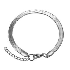 Women Men Stainless Steel Width 3/4mm Gold Color Flat Snake Chain Bracelet Exten