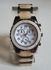 WOMEN’S BEIGE & HEMATITE BLACK FINISH FASHION CASUAL BOYFRIEND WATCH