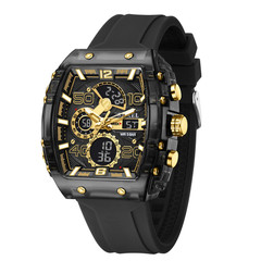 New Men’s Electronic Watch – Square Dual Display, Waterproof, Luminous, Multi-Co