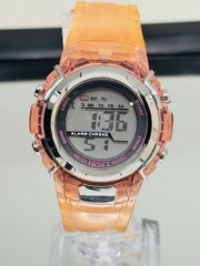 FMD Digital Sports Women Watch Pink Transparent Case Alarm New Battery Runs