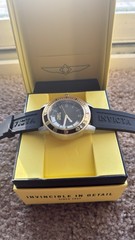 Invicta Speciality 45mm Stainless Steel Case Black Dial Silicone Strap Quartz…