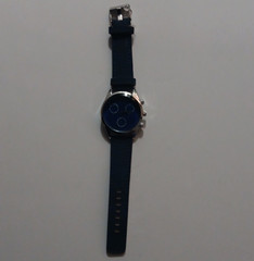 Quartz Multi-Dial Analog Watch Blue Dial Blue Leather Strap 44-47.9mm