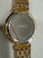 QVC Diamonique DMQ Women’s Gold Tone Watch Cubic Zirconia Bezel MOP Dial NEW!