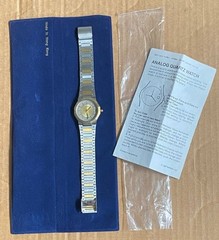 Vintage Two-Tone CVP Quartz Watch Japan Movement 1987 Untested W/ Manual & Pouch
