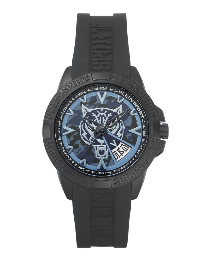 Plein Sport Mens Black 44mm Strap Fashion Watch