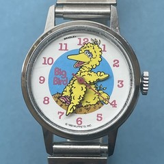 Vintage Muppets Sesame Street Big Bird Wrist Watch 1980s Swiss Bradley Working