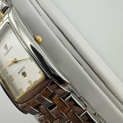 Celebrity Quartz Watch Rectangular Tank Two-Tone Roman Numeral Date Japan Movt