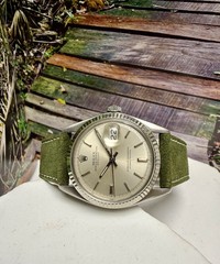 Vintage Rolex Datejust Silver Dial White Gold Bezel Automatic 36mm Watch