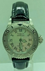 Vntg Invicta 4396, Wildflower, 10 yr bat & new, 34 mm MOP Dial, NW Leather Strap