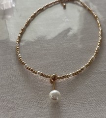 New Collection Of Jewelry. Watch. Baby Gold And Pearl Neck. One Pear Hangs Down