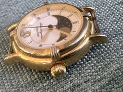 WORKING VINTAGE JULES JURGENSEN DATE MOON PHASE QUARTZ WOMEN’S WATCH NO BAND