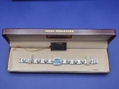 Jules Jurgensen 8 Diamond Ladies Diamond Quartz Watch Blue Dial 7766 W/Tags-Box