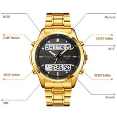 SKMEI Dual Analogue Digital Watch Stainless Steel Date CHRONO Sport Men Watches