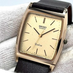Vintage 80s SEIKO DOLCE 6030-5320 Gold Tank Shape Quartz Mens Watch from japan