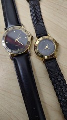Matching Mens & Ladies Diamond dial watches Round Gold Tone