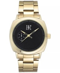 I.N.C. Men’s Black & Gold Tone Clean Cushion Link Bracelet 44mm Wristwatch