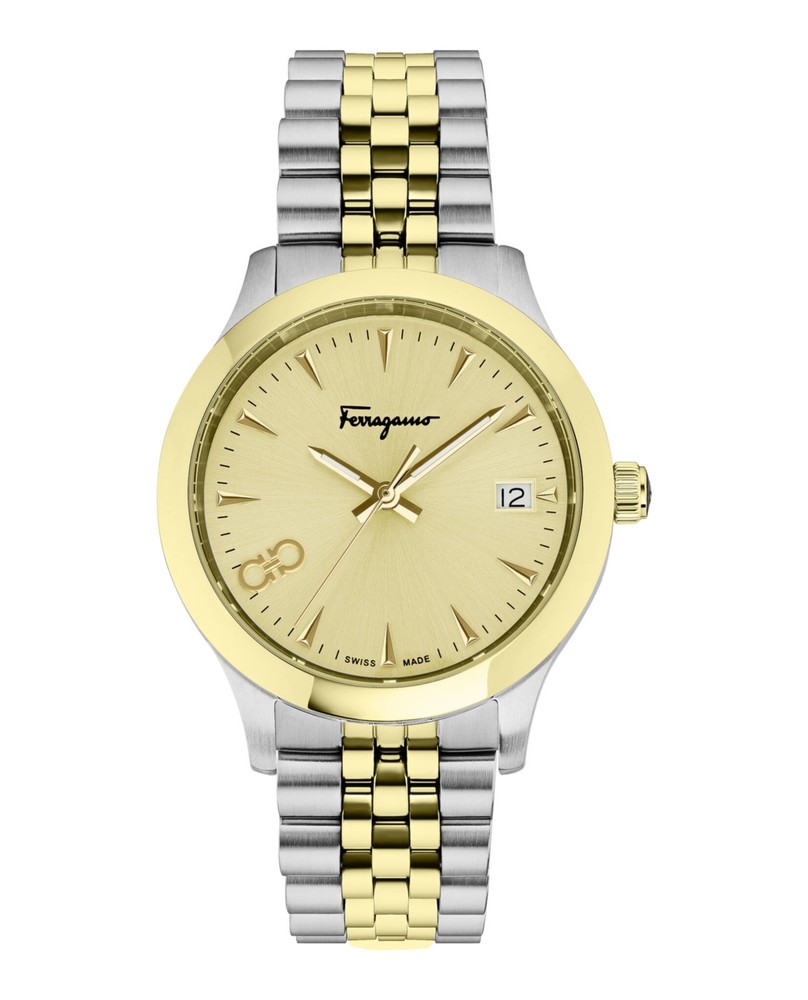 Ferragamo Womens Ferragamo Duo Two Tone 33mm Bracelet Fashion Watch