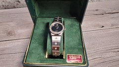 Vintage NOS Lucien Piccard Dufonte Crystal Bezel Integrated Bracelet Watch NIB