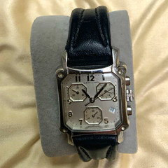 Hamilton Lloyd 6317 Quartz Chronograph Silver Dial Watch Runs Needs Repair 33mm