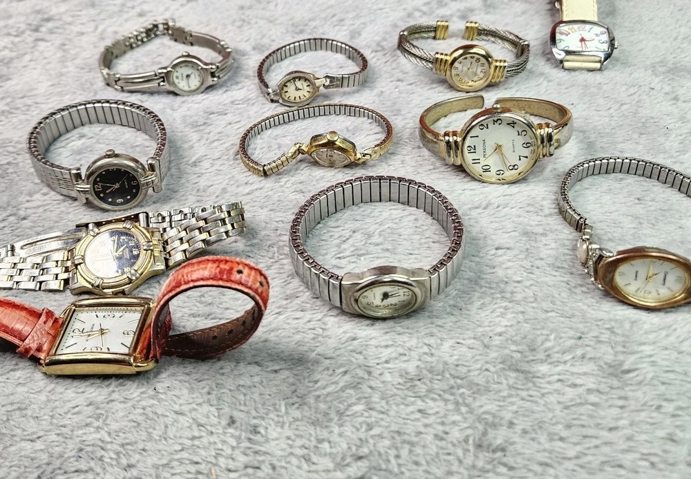 9 Womens Watches Lot Mixed Brands Citizen Waltham Guess Pulsar Relic Parts Only!