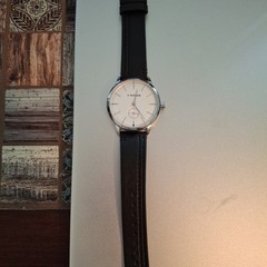 Forsining T-Winner Mens Watch. Silvertone,Mechanical Hand Wind,Black Band.