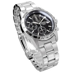 SEIKO Chronograph SND367PC Black Silver Men’s Watch New in Box from Japan