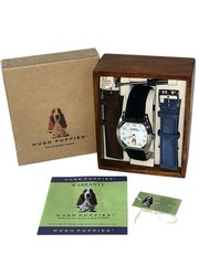 Vintage Hush Puppies Quartz Watch •Black Blue Brown Suede Bands NIB Very Rare