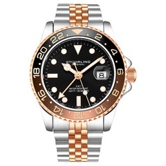 Aquadiver GMT Two Tone / Silver + Rose Gold | Black Dial Wristwatch 3968.4