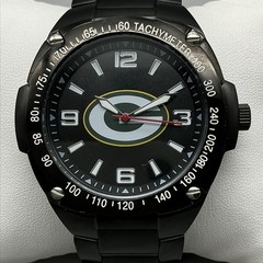 Game Time Green Bay Packers Mens Watch 43mm Black Dial Tachymeter New Battery 8″