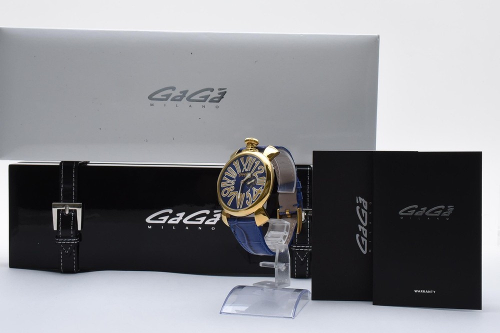 [ TOP MINT w/Box, Paper ] GaGa Milano Manuale 46 5083 Qz Blue Men’s Watch JAPAN
