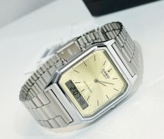 Casio AQ-230A-9A Vintage Design Champagne Sunray Analog Digital Unisex Watch