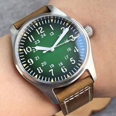 39mm Pilot Tandorio Retro Gray Red Blue Watch For Men 200m Waterproof Green Lume