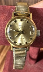 Vintage Croton Nivada Grenchen Aquamatic Womens Watch Day Date Runs Automatic